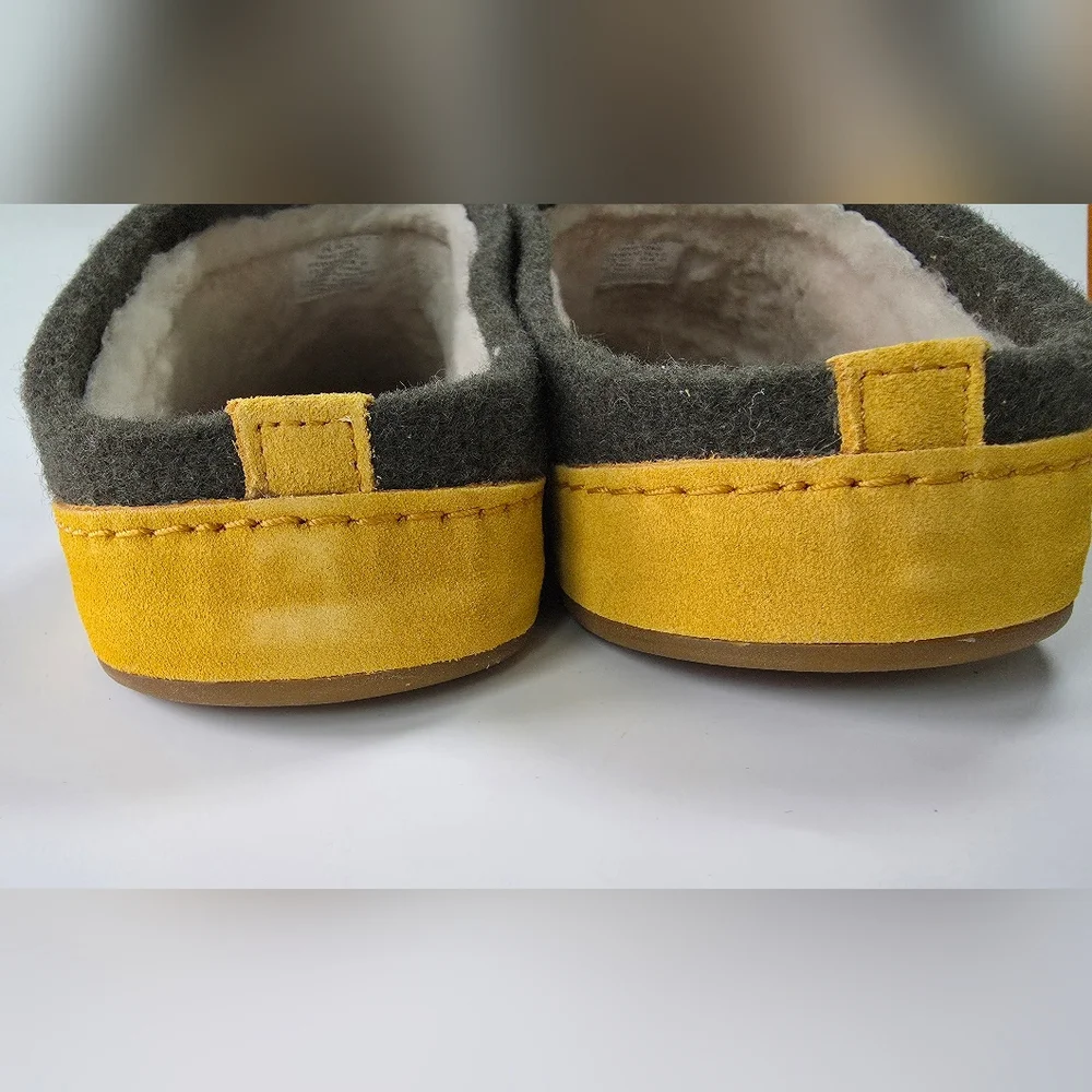 New Olukai Hamani Hulu Men's Wool Mule Slipper in Dusty Olive / Mustard Size 11